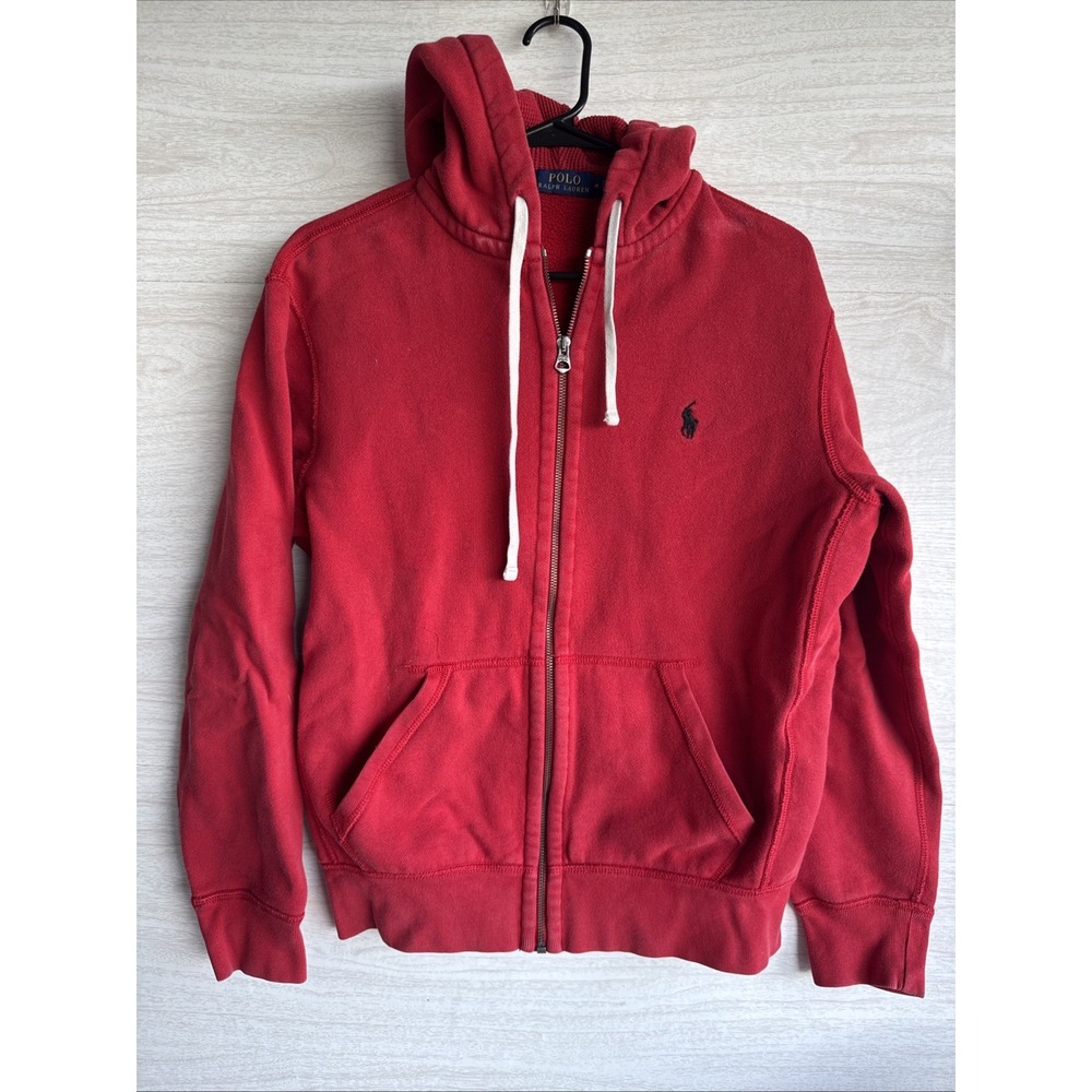 red Polo Ralph Lauren full-zip fleece hoodie Med